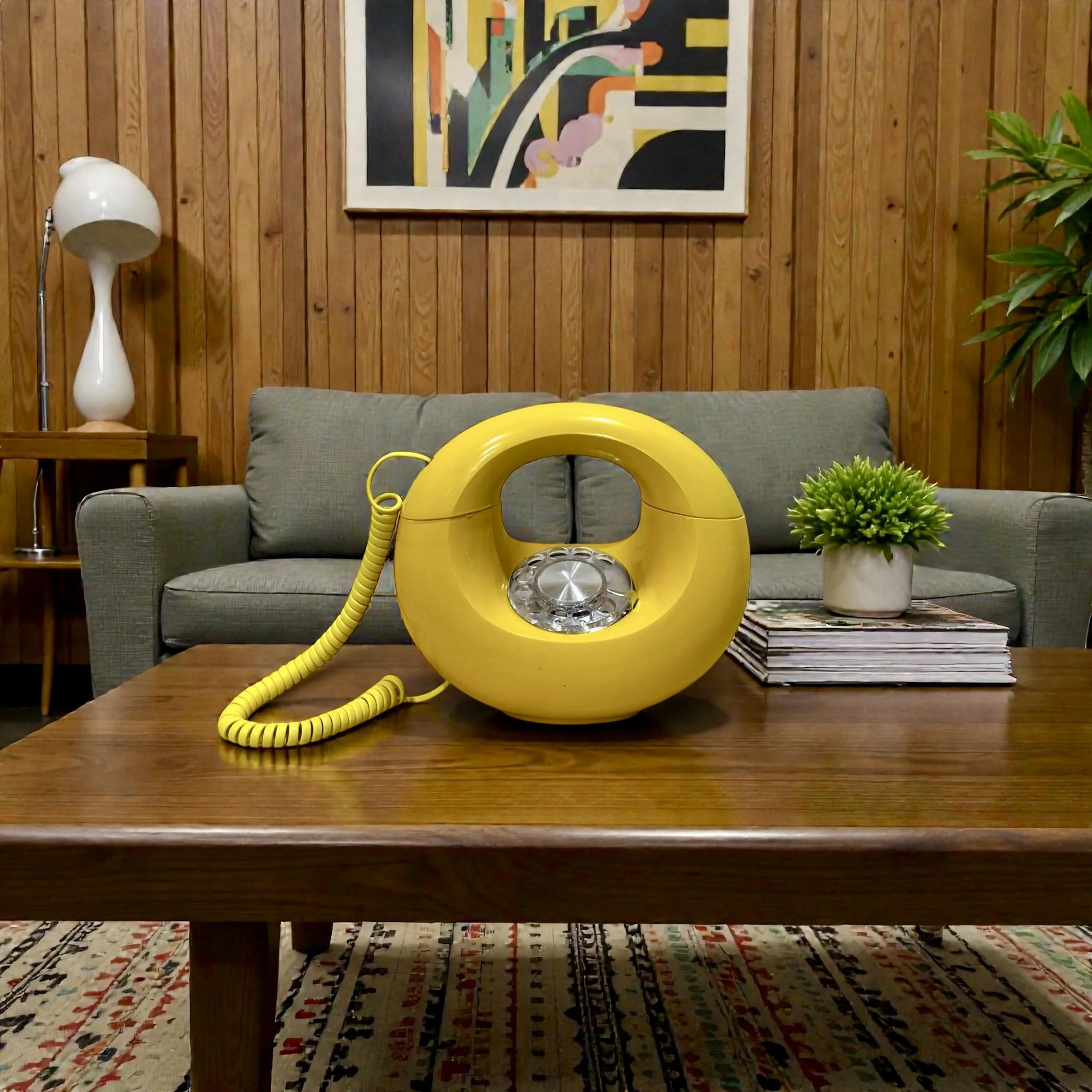 Vintage 70s Yellow Sculptura Phone - Western Electric, Yellow